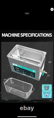 New Stainless Steel 6 L Liter Industry Heated Ultrasonic Cleaner Heater withTimer