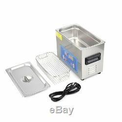 New Stainless Steel 6 Liter Industry Heated Ultrasonic Cleaner Heater Timer FW