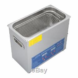 New Stainless Steel 6L Liter Industry Heated Ultrasonic Cleaner Heater withTimer