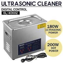 New Ultrasonic Cleaner Stainless Steel 6L Industry Heated Heater With Timer