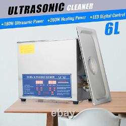 Preenex 6L 1.6Gal Ultrasonic Cleaner, 180W Ultrasonic Power, 200W Heating Power