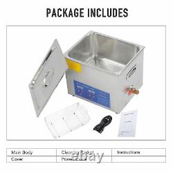 Preenex Ultrasonic Cleaner Stainless Steel 10L Industry Heated Heater & Timer
