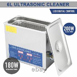 Professional Digital Ultrasonic Cleaner Machine with Timer Heated Cleaning 6L US
