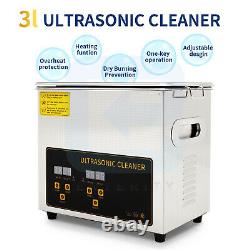 Professional Industry Ultrasonic Jewelry Cleaner 3L Heated Heater withTimer