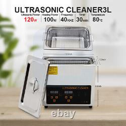 Professional Industry Ultrasonic Jewelry Cleaner 3L Heated Heater withTimer