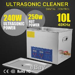 Stainless Steel 10 L Liter Industry Heated Ultrasonic Cleaner Heater withTimer USA