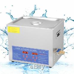 Stainless Steel 10 L Liter Industry Heated Ultrasonic Cleaner Heater withTimer USA
