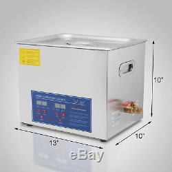 Stainless Steel 10 L Liter Industry Heated Ultrasonic Cleaner Heater withTimer USA