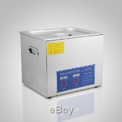 Stainless Steel 10 L Liter Industry Heated Ultrasonic Cleaner Heater withTimer USA