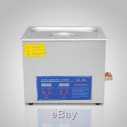 Stainless Steel 10 L Liter Industry Heated Ultrasonic Cleaner Heater withTimer USA