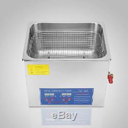 Stainless Steel 10 L Liter Industry Heated Ultrasonic Cleaner Heater withTimer USA