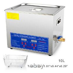 Stainless Steel 10L Digital Ultrasonic Cleaner Machine With Timer Heated 60Hz