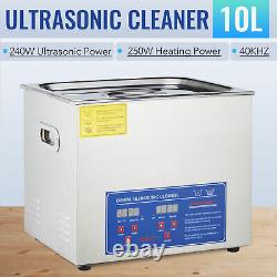 Stainless Steel 10L Liter Industry Heated Ultrasonic Cleaner Heater withTimer USA