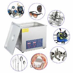 Stainless Steel 10L Liter Industry Heated Ultrasonic Cleaner Heater withTimer USA