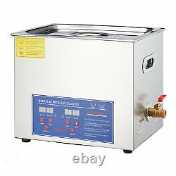 Stainless Steel 10L Liter Industry Heated Ultrasonic Cleaner Heater withTimer USA