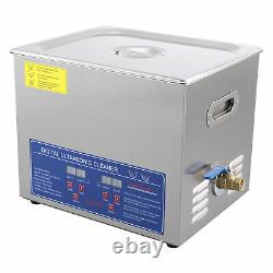 Stainless Steel 10L Liter Industry Heated Ultrasonic Cleaner Heater withTimer USA