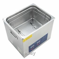 Stainless Steel 10L Liter Industry Heated Ultrasonic Cleaner Heater withTimer USA