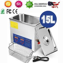 Stainless Steel 15 L Digital Industrial Heated Ultrasonic Cleaner Tank with Timer