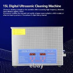 Stainless Steel 15 L Digital Industrial Heated Ultrasonic Cleaner Tank with Timer