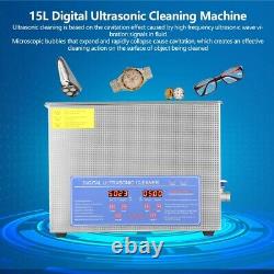 Stainless Steel 15 L Digital Industrial Heated Ultrasonic Cleaner Tank with Timer