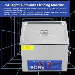 Stainless Steel 15 L Digital Industrial Heated Ultrasonic Cleaner Tank with Timer