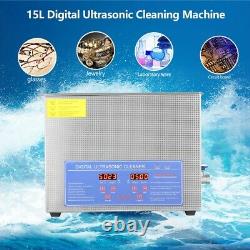 Stainless Steel 15 L Digital Industrial Heated Ultrasonic Cleaner Tank with Timer