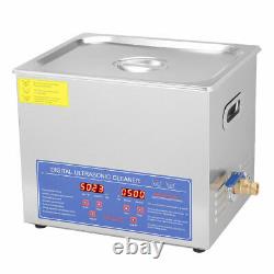 Stainless Steel Industry Ultrasonic Cleaner 10L Heated Heater Timer Digital