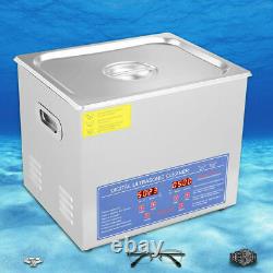 Stainless Steel Industry Ultrasonic Cleaner 10L Heated Heater withTimer US