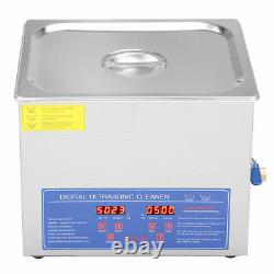 Stainless Steel Industry Ultrasonic Cleaner 10L Heated Heater withTimer US