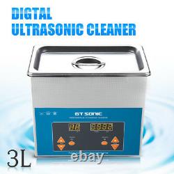 Stainless Steel Ultrasonic Cleaner 3L Liter Heated Heater Timer Industry Clean