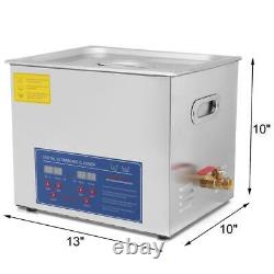 US STOCK 10L Digital Ultrasonic Cleaner Cleaning Machine with Heater JPS-40A