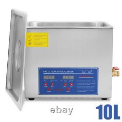 US STOCK 10L Digital Ultrasonic Cleaner Cleaning Machine with Heater JPS-40A