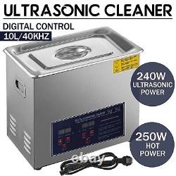 Ultrasonic Cleaner 2.64Gal / 10L Sonic Cleaner Stainless Steel Heated Ultraso