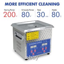 Ultrasonic Cleaner 200W Heated Parts Cleaner 2L (1.5L Liquid Capacity) for Small