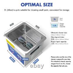 Ultrasonic Cleaner 200W Heated Parts Cleaner 2L (1.5L Liquid Capacity) for Small