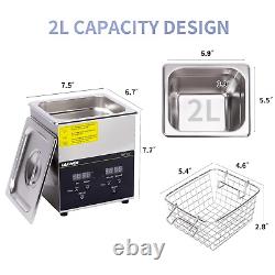 Ultrasonic Cleaner 2L SUS304 with Digital Timer&Heater 40Khz Ultrasonic Jewelry