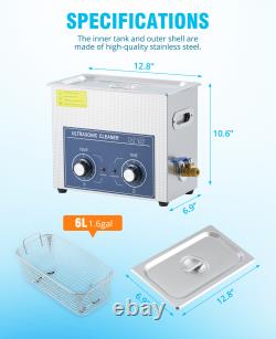 Ultrasonic Cleaner 6/10/15/30L Cleaning Equipment With Timer Heating 800W 40KHZ US