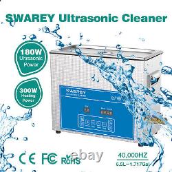 Ultrasonic Cleaner 6.5L 40 kHz Digital Timer Heating for Coins, Small Metal Parts