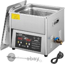 VEVOR 10L Ultrasonic Cleaner Stainless Steel Jewerly Cleaner 490W Heated WithTimer