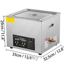 VEVOR 15L Ultrasonic Cleaner Stainless Steel 600W Jewelry Heated Cleaner withTimer