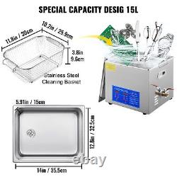 VEVOR 15L Ultrasonic Cleaner with Digital Timer&Heater Professional Ultrasoni