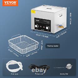 VEVOR 15L Ultrasonic Cleaner with Heater Timer & Basket Digital Sonic Machine