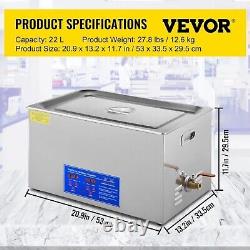 VEVOR 22L Ultrasonic Cleaner with Timer Heating Machine Digital Sonic Cleaner