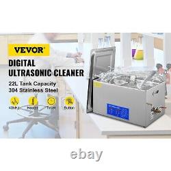 VEVOR 22L Ultrasonic Cleaner with Timer Heating Machine Digital Sonic Cleaner