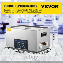 VEVOR 30L Ultrasonic Cleaner 28/40kHz Jewelry Cleaning Industry Heated With Timer