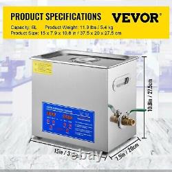 VEVOR 6L Ultrasonic Cleaner with Timer Heating Machine Digital Sonic Cleaner NEW