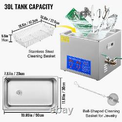 VEVOR New 30L Ultrasonic Cleaner Stainless Steel Industry Heated Heater withTimer