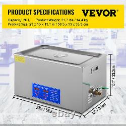 VEVOR New 30L Ultrasonic Cleaner Stainless Steel Industry Heated Heater withTimer