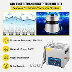 VEVOR Ultrasonic Cleaner 10L Industry Stainless Steel Heated withTimer 28KHz/40KHz