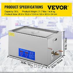 VEVOR Ultrasonic Cleaner 30L Stainless Steel 1200W Industry Heated Heater Timer